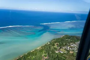 A mesmerizing aerial view of Mauritius's iconic underwater waterfalls