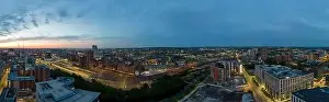 Footage Prints: A mesmerizing view of Leeds city skyline illuminated at night