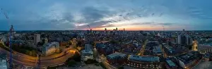 Footage Prints: A mesmerizing view of Leeds city skyline illuminated at night