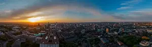 Footage Prints: A mesmerizing view of Leeds city skyline illuminated at night