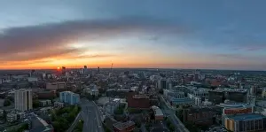 Footage Prints: A mesmerizing view of Leeds city skyline illuminated at night