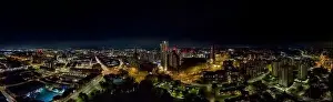 Footage Prints: A mesmerizing view of Leeds city skyline illuminated at night