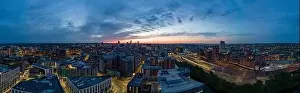 A mesmerizing view of Leeds city skyline illuminated at night