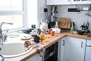 Things Prints: A mess in the kitchen, dirty dishes on the table