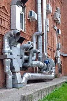 Noise Prints: Metal pipes for supply and exhaust ventilation extends outside the house