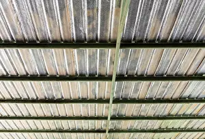 Roofing Prints: Metal sheet roof with insulation of modern factory in Thailand