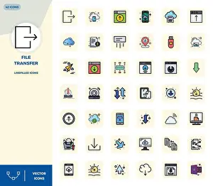 Ui Icons Prints: Meticulously crafted 42 LineFilled vector icons for File Transfer