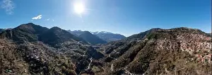 Epirus Prints: Metsovo Anilio, Epirus Greece. Aerial panoramic drone view of traditional village on Pindus mountain