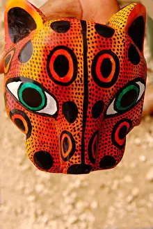 Folk Art Prints: Mexican art, Carved jaguar mask