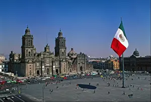 Mexico Central America city Zocalo Square Metropolitan Cathedral and Gobernment Palace South America February 20