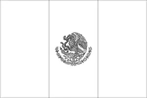 Mexico City Prints: Mexico flag - thin black vector outline wireframe isolated on white background