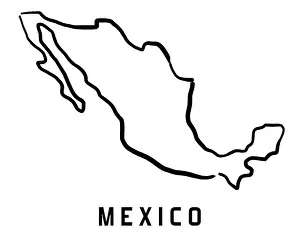 Simplified Prints: Mexico map outline - smooth simplified country shape map vector