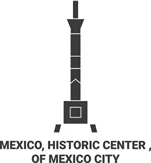 Day Of The Dead Prints: Mexico, Mexico, Historic Center travel landmark vector illustration