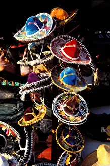 Playa Prints: Mexico, Quintana Roo State, Riviera Maya, Playa del Carmen, sombreros