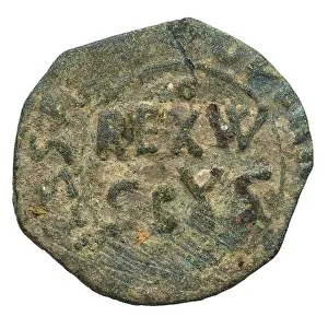 Medieval Italy Prints: A Mezzo follaro coin from Italy