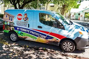 America North American Americans Prints: Miami Beach Florida, work van commercial vehicle