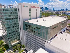 Dade County Prints: Miami, FL, USA - May 31, 2024: Aerial photo U Health Don Soffer Clinical Research Center Miami