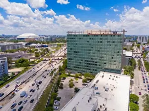 Dade County Prints: Miami, FL, USA - May 31, 2024: Aerial photo U Health Don Soffer Clinical Research Center Miami