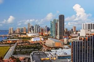Images Dated 12th July 2017: Miami, Florida, USA downtown cityscape at dusk