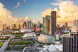 Images Dated 12th July 2017: Miami, Florida, USA downtown cityscape at dusk