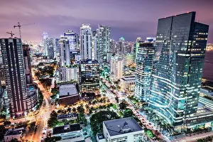 Miami, Florida, USA downtown nightt aerial cityscape at night