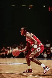 Michael Jordan, Chicago Bull in a game against New Jersey Nets in 1985
