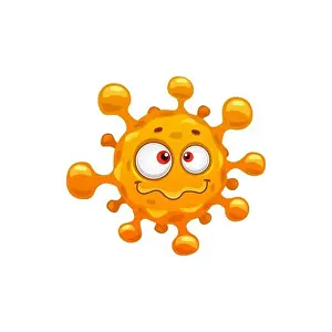 Fever Prints: Microbe organism upset emoticon isolated orange cartoon virus