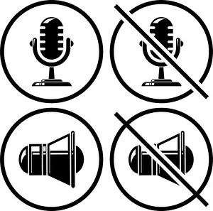 Megaphone Prints: Microphone and audio speaker sound icon