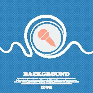 Microphone Prints: Microphone sign. Blue and white abstract background flecked with space for text and your design