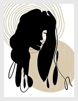 Mid century modern art print. Gallery wall printable art. Sketch of a woman. Boho style interior decor