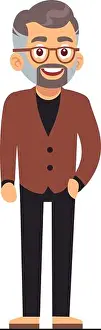 Grandfather Prints: Middle age man cartoon character. Mature person