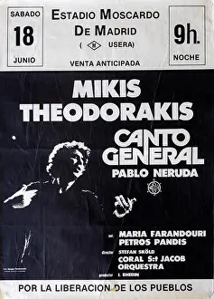 Billboard Prints: Mikis Theodorakis, Canto General, Madrid 1983, Musical concert poster