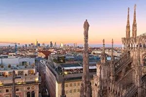Milan, Italy city skyline in the evening