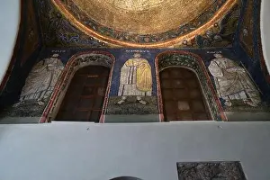 Milano Prints: Milano Italy - Basilica Sant'Ambrogio, inside, chapel of San Vittore in golden sky