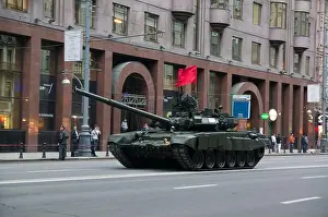 Armored Prints: Military parade, Russian army on the streets of Moscow, Russia