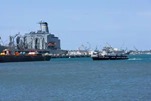 Mode Of Transport Prints: Military ships at a commercial dock, Pearl Harbor, Honolulu, Oahu, Hawaii Islands, USA