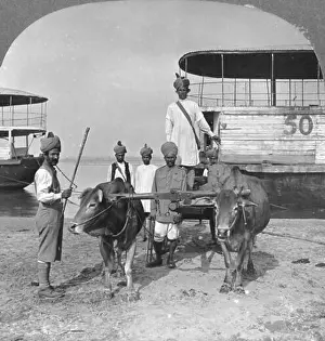 Water Transport Prints: Military transport cart with an escort of Indian soldiers