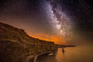 Milky Way Prints: The Milky way visible over the Cliffs of Moher, Doolin, Clare, Ireland
