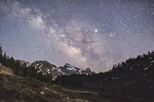 Milky Way Prints: The Milky Way and a visible planet Venus over Tioga Pass in Yosemite California