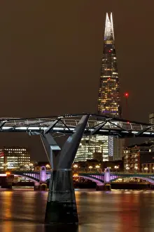 The Shard Prints: The Millennium Bridge and The Shard, London at night, long exposure