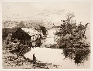 1884 Prints: Mills at Mispek, N.B. 1884. Stephen Parrish (American, 1846-1938). Etching;