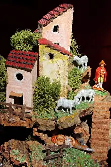 Crib Prints: Miniature of a artistic and traditional neapolitan crib