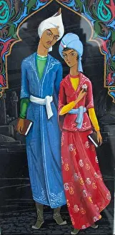 Poem Prints: Miniature of Layla and Majnun. Love in the East. Miniature art