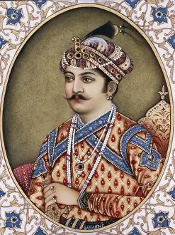 Characteristic Prints: Miniature Painting on ivory Mughal Emperor Akbar 1956