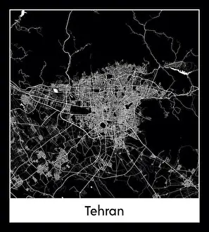 Town Road Prints: Minimal city map of Tehran (Iran Asia)Minimal city map of Tehran (Iran Asia)
