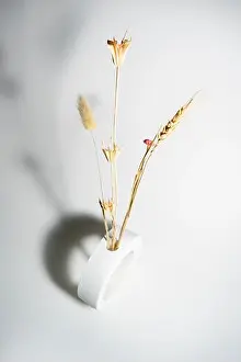 Trimming Prints: minimalist concept of dry leaf decoration, a perfect spatial combination