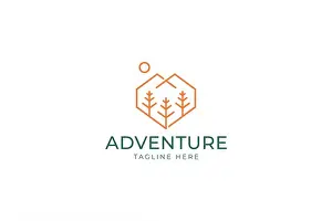 Mount View Prints: Minimalist Symbol Adventure Logo Mountain Tree Heart Shape Abstract
