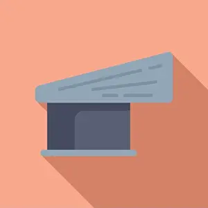 Courthouse Prints: Minimalistic vector depiction of a judge's gavel on a muted background