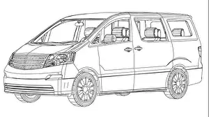 Minibus Prints: Minivan, car. Abstract drawing. Wire-frame. EPS10 format. Vector created of 3d