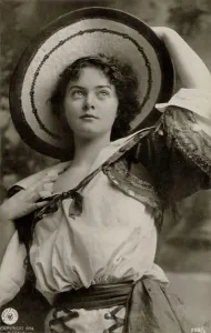 Beautiful Woman Prints: Minnie Ashley (American actress) - photo by Falk 1896 - Steglitz Uranotype postcard - postmarked 8 Nov 1905 Var